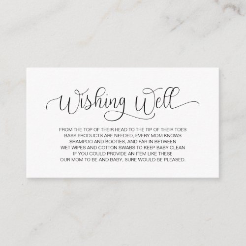 Baby Shower Wishing Well Hand Lettered Black Enclosure Card