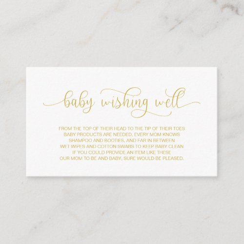 Baby Shower Wishing Well Hand Lettered Gold Enclosure Card