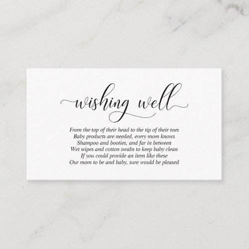 Baby Shower Wishing Well Modern Black Script Enclosure Card