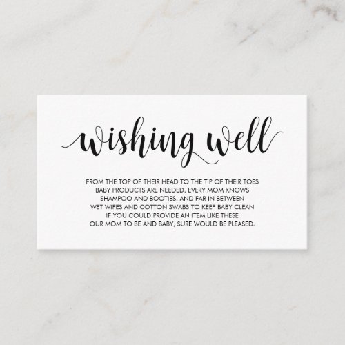 Baby Shower Wishing Well Modern Rustic Black Enclosure Card