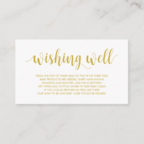 Baby Shower Wishing Well Modern Rustic Gold Enclosure Card