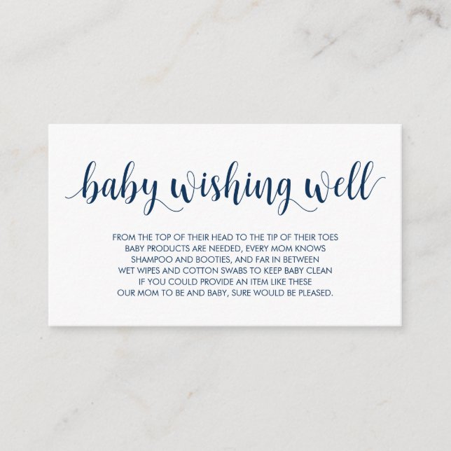 Baby Shower, Wishing Well, Modern Rustic Navy Blue Enclosure Card (Front)