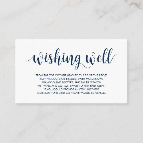 Baby Shower Wishing Well Modern Rustic Navy Blue Enclosure Card