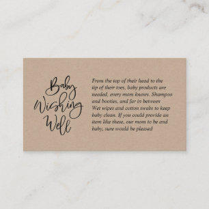 Baby Shower, Wishing Well, rustic kraft Script Enclosure Card