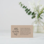Baby Shower, Wishing Well, rustic kraft Script Enclosure Card (Standing Front)