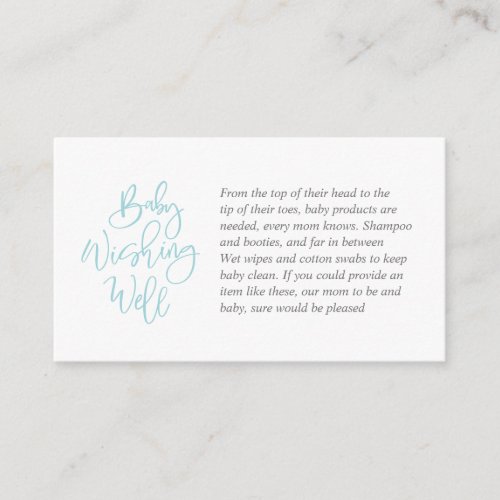 Baby Shower Wishing Well tiffany grey Script Enclosure Card