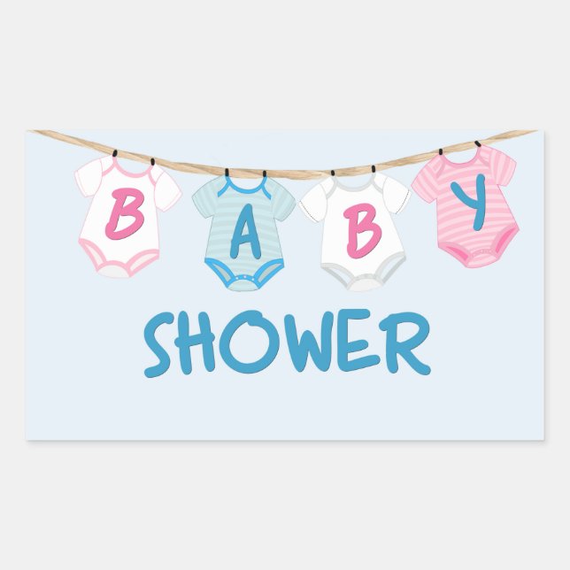 Baby Shower with Baby Clothes Rectangular Sticker (Front)