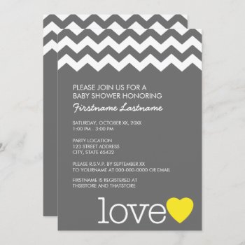 Baby Shower With Modern Chevrons And Heart Invitation by MarshBaby at Zazzle
