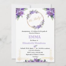 Baby Shower with Purple Flowers invitation