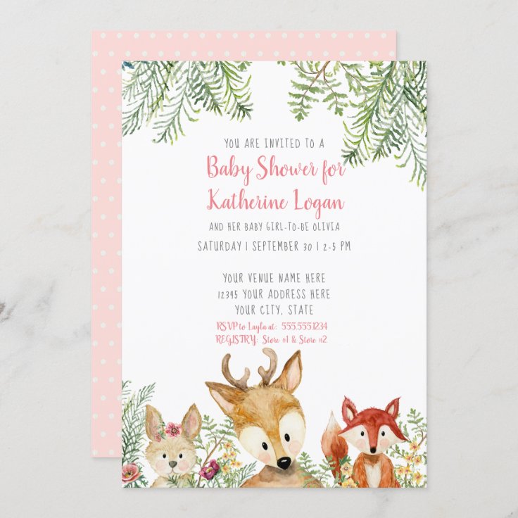 Baby Shower Woodland Animals Boho Deer Fox Bunny Invitation | Zazzle