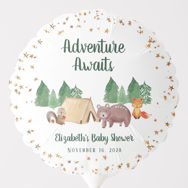Baby Shower Woodland Animals Camping Balloon (Front)
