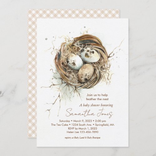 Baby Shower Woodland Bird Nest Invitation