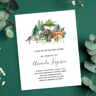 Baby shower woodland forest animals bear budget flyer