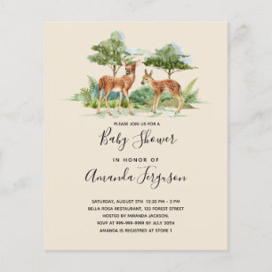 Baby shower woodland forest deer invitation
