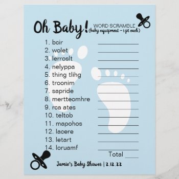 Baby Shower Word Scramble Blue by StudioBaby at Zazzle