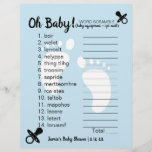 Baby Shower Word Scramble Blue at Zazzle