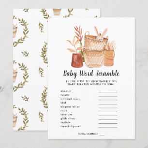 Baby Shower Word Scramble Game Card