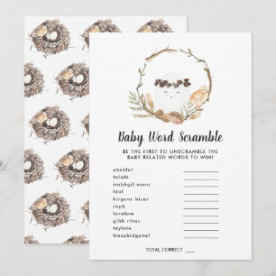 Baby Shower Word Scramble Game Card
