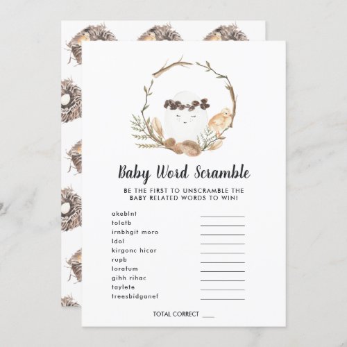 Baby Shower Word Scramble Game Card