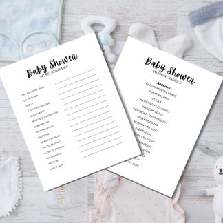 Baby Shower Word Scramble Game Letterhead