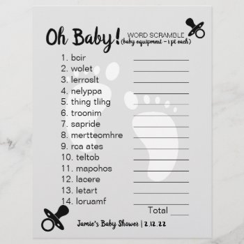 Baby Shower Word Scramble Grey by StudioBaby at Zazzle