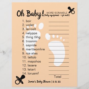 Baby Shower Word Scramble Peach by StudioBaby at Zazzle