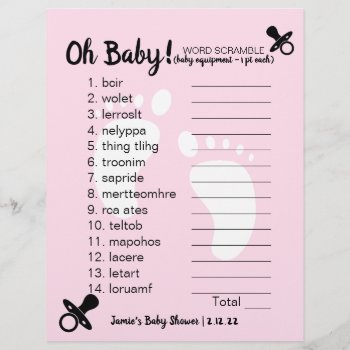 Baby Shower Word Scramble Pink by StudioBaby at Zazzle