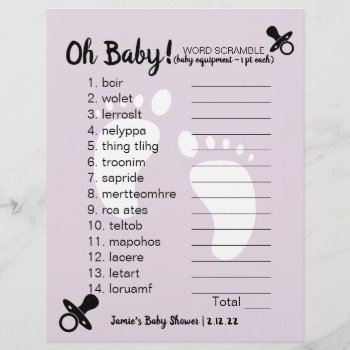 Baby Shower Word Scramble Purple by StudioBaby at Zazzle