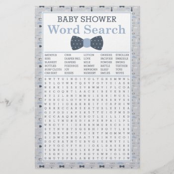 Baby Shower Word Search  Blue  Gray Flyer by DeReimerDeSign at Zazzle