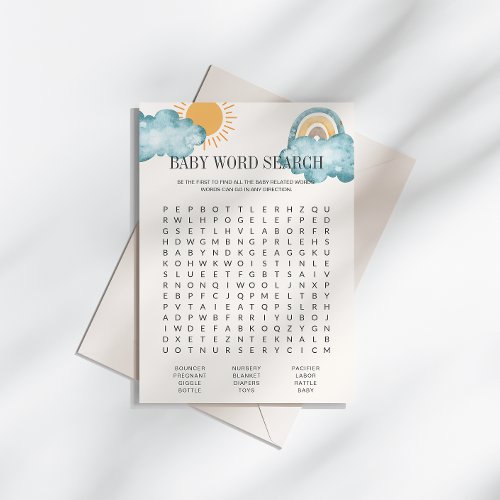 Baby Shower Word Search Game Card