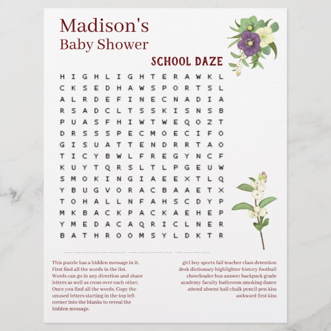 Baby Shower Word Search Game 🍼 Fun & Cute Puzzle  (Back)