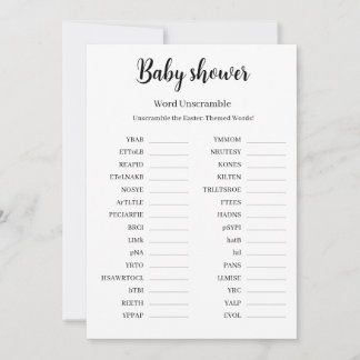Baby Shower Word Unscramble Game, Printable  Invitation