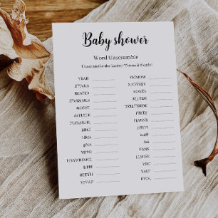 Baby Shower Word Unscramble Game, Printable  Invitation