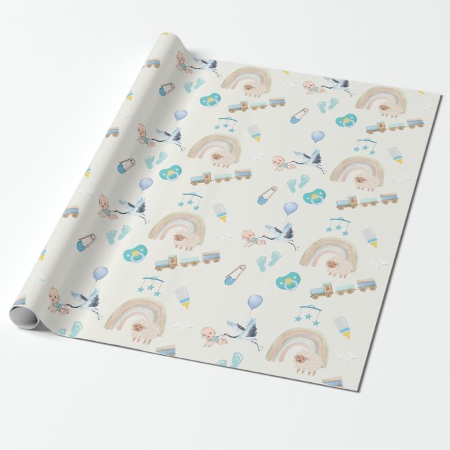 Baby Shower Wrapping Paper | Baby Boys (Unrolled)