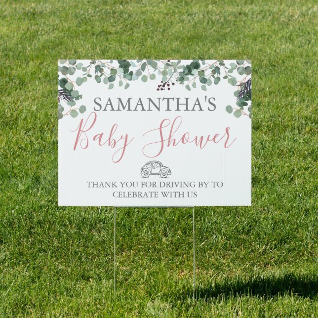 Baby Shower Yard Sign - Greenery Lawn Sign (Insitu)