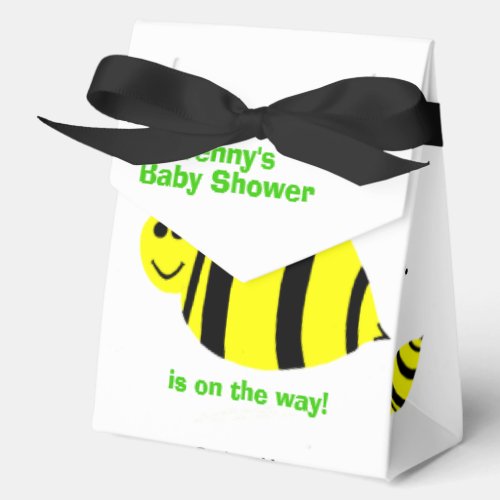 Baby Shower Yellow Bumble Bee Black Bow Thank You Favor Boxes