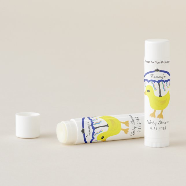 Baby Shower Yellow Ducky Umbrella Lip Balm (In Situ)