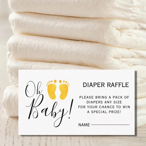 Baby Shower Yellow Feet Diaper Raffle Enclosure Card