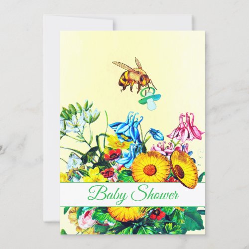 Baby Shower Yellow Floral Honey Bee Cute Invitation