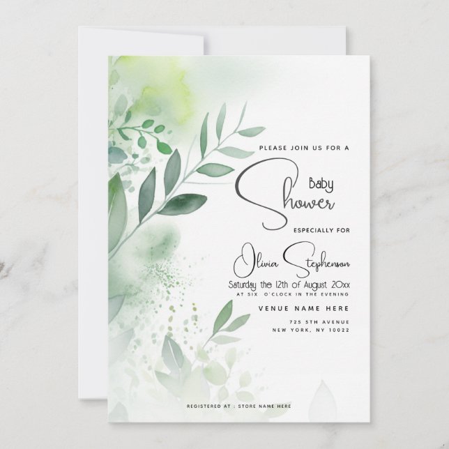 Baby Shower- Yellow Green Botanical Invitation (Front)