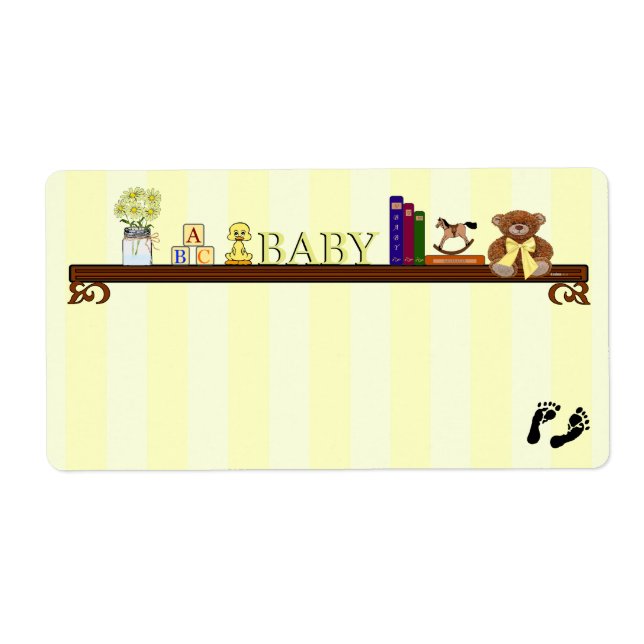 Baby Shower Yellow Guest Name Tag- Label (Front)