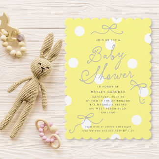 Baby Shower Yellow Modern Bows Invitation
