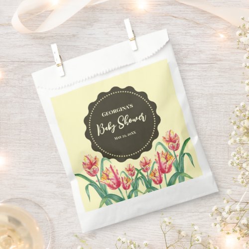 Baby Shower Yellow Parrot Tulips Flower Floral Favor Bag