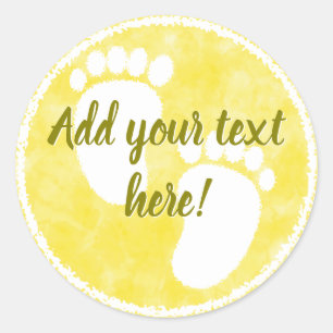 Baby Shower Yellow Watercolor Custom Classic Round Sticker