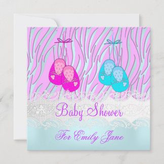 Baby Shower Zebra Pink Blue Baby Girl Or Boy Invitation