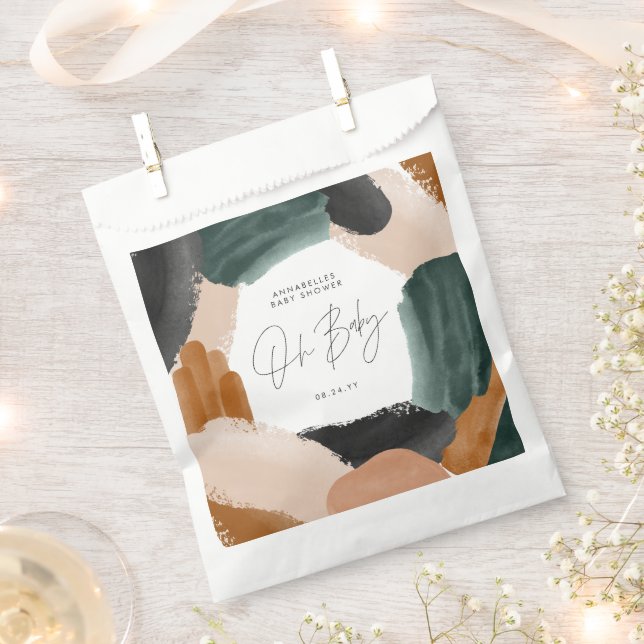 Baby showerOh baby terracotta abstract painted Favor Bag (Clipped)