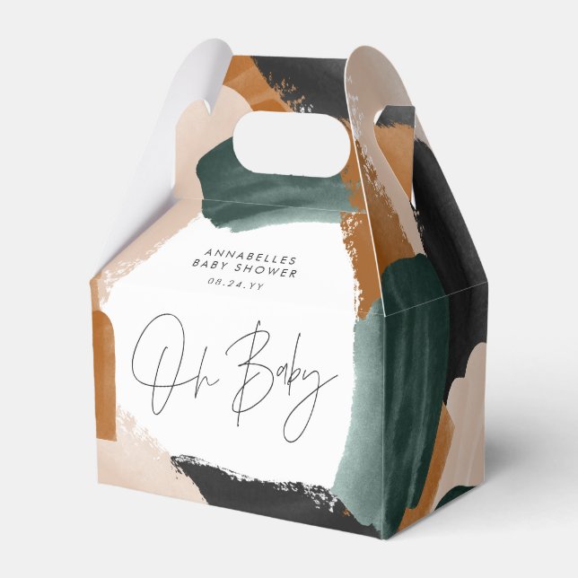 Baby showerOh baby terracotta abstract painted Favor Boxes (Front Side)