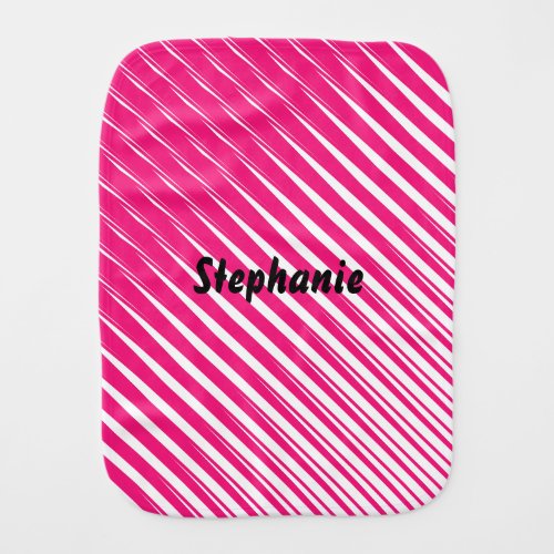 Baby Showers Pink White Abstract Custom Name Cute Baby Burp Cloth