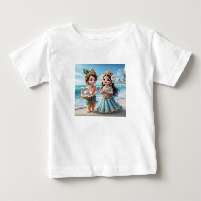 Baby Shree Krishna & Radha with Diamond Divine  Baby T-Shirt (Front)