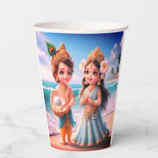 Baby Shree Krishna & Radha with Diamond Divine Paper Cups